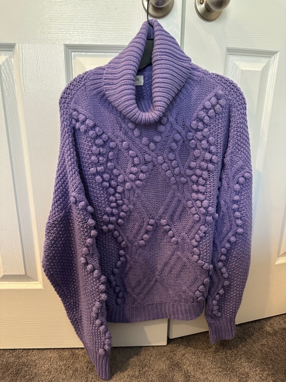 Women's Lilac Cowl Neck Bobble Knit Sweater